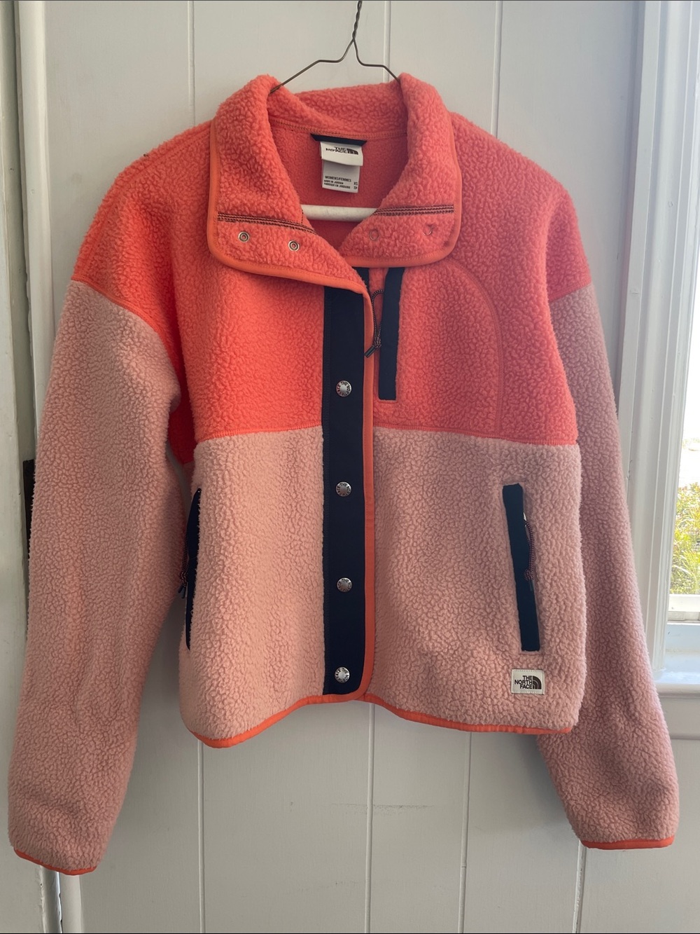 The North Face Two-Tone Coral & Blush Sherpa Jacket